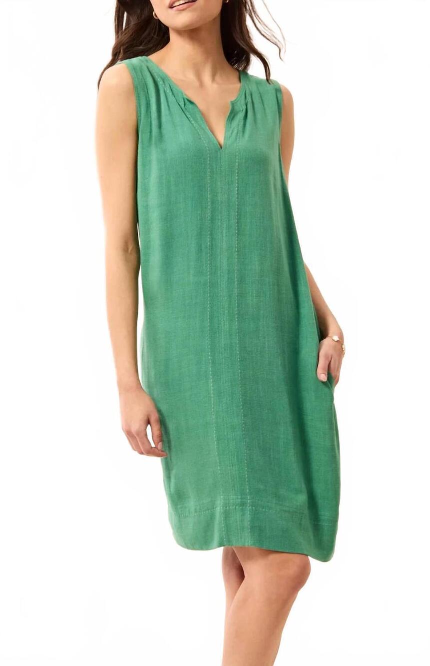 NEW TRIBAL saddle stitch tank mini dress in grass